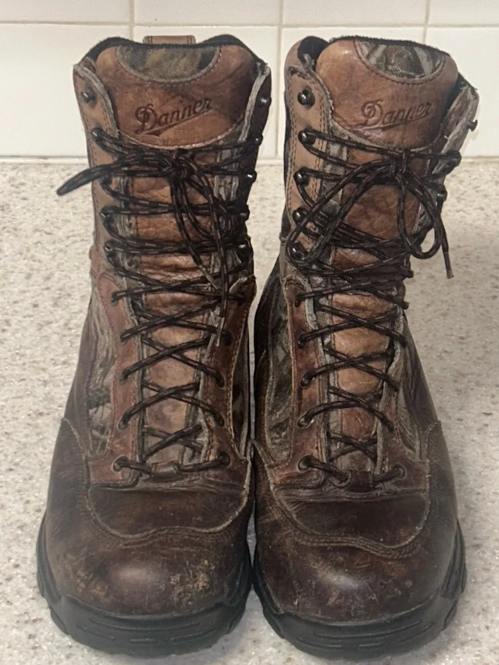 Danner GORE-TEX Men' Brown Camo  Waterproof Hunting Boots Full Grain Leather 9.5